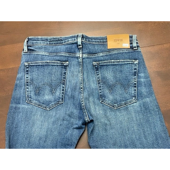 EDWIN Jeans 31 x 33 Maddox Slim Fit Straight Leg Shelter Blue Denim Stretch $208 - Picture 4 of 9